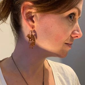 Copper Kokopelli earrings